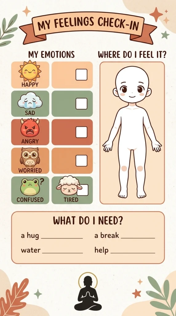 kids coping skills worksheet for identifying feelings.