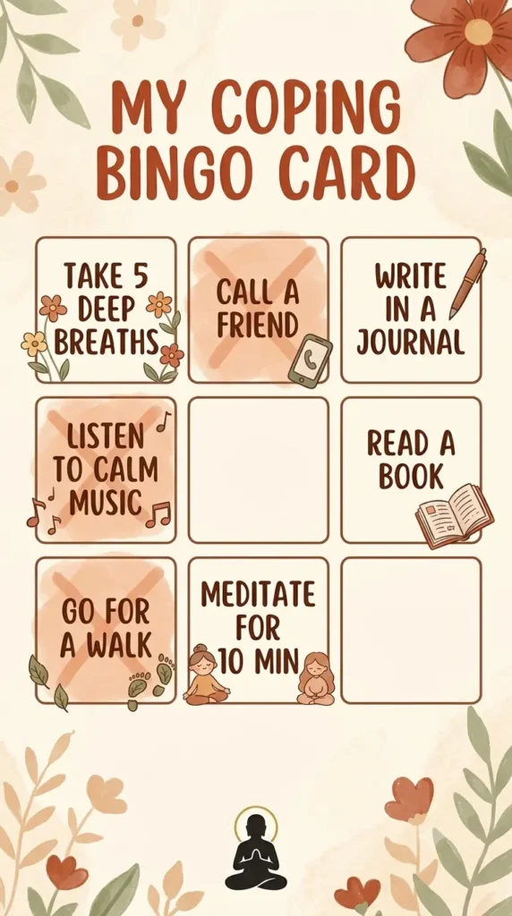Build-your-own coping skills bingo activity for teens,.