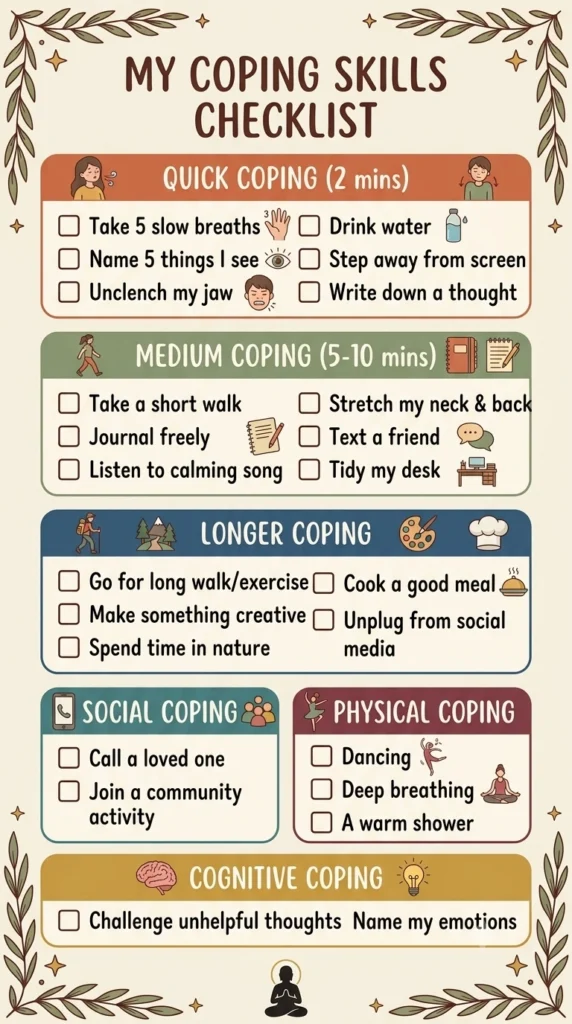 printable list of coping skills for adults.