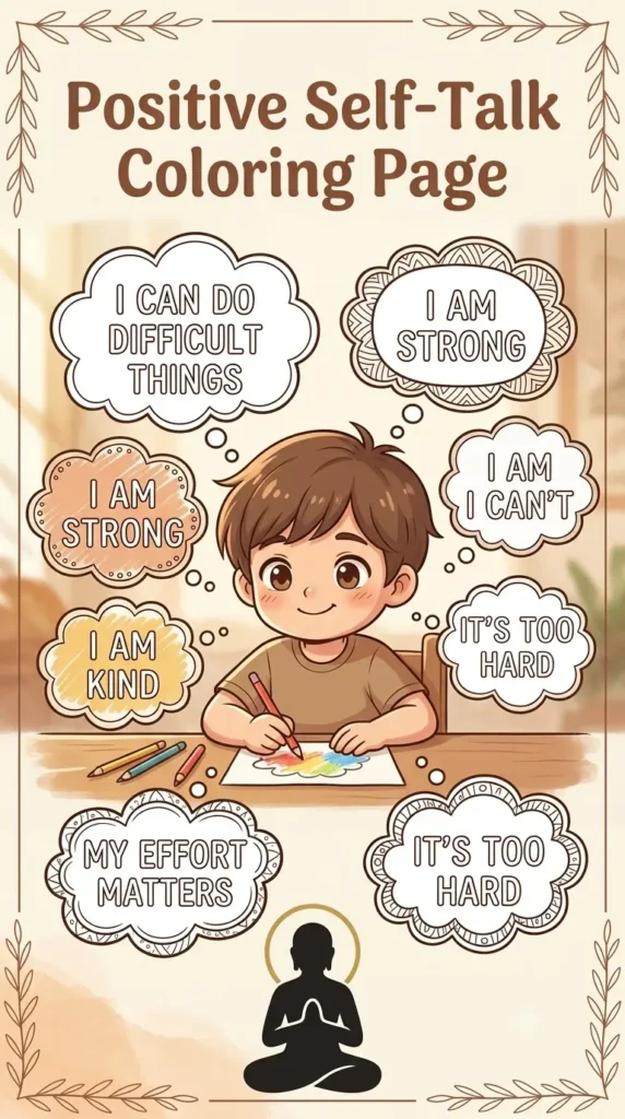 positive self-talk coping skills coloring page.