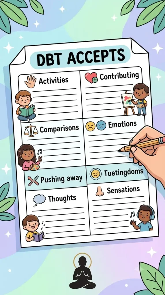 Printable DBT ACCEPTS worksheet preview.