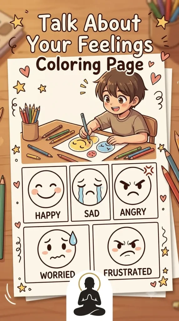 talking about feelings coping skills coloring page for kids.