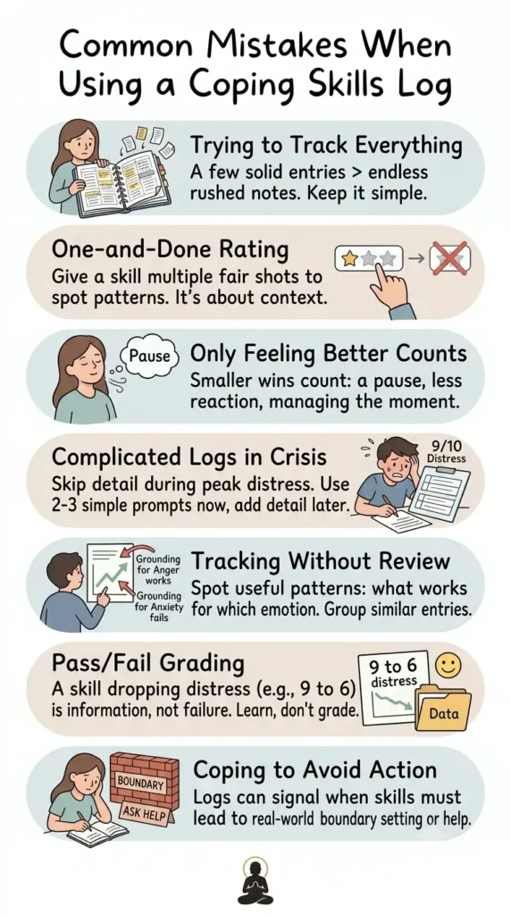 common mistakes using coping skills log.