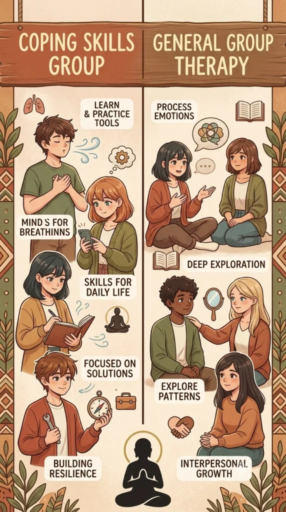 coping skills group vs group therapy comparison.