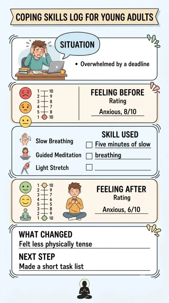 coping skills log for young adults.