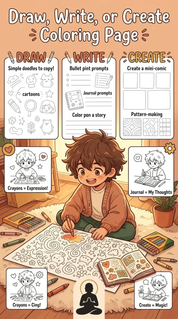 creative coping skills coloring page for kids.