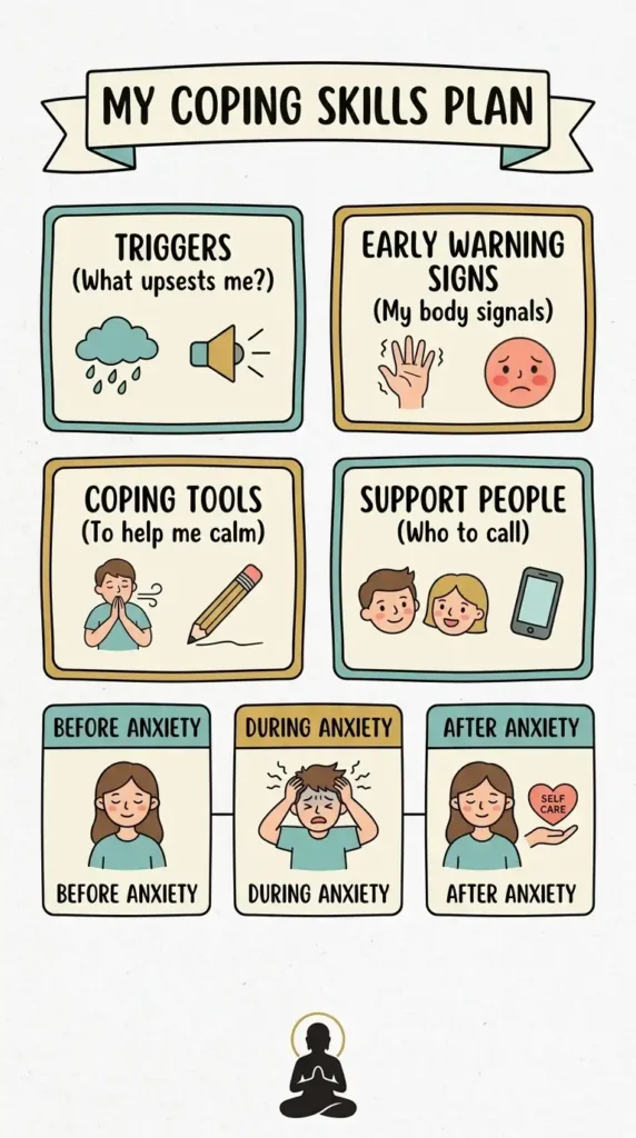 printable coping skills plan template.