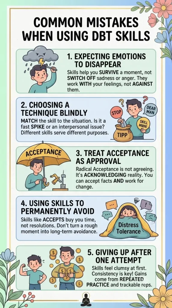 Common mistakes using DBT Skills.