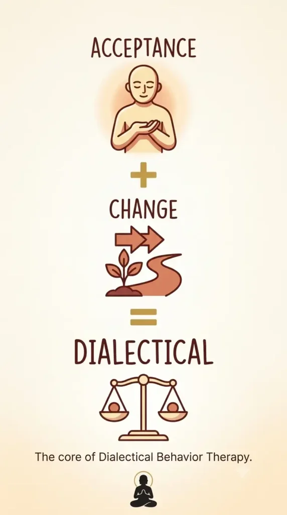 Dialectical behavior therapy balances acceptance and change.