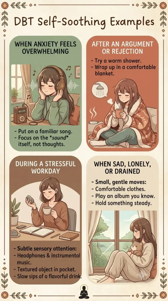 DBT Self Soothe Examples - DBT Self-Soothing Skills.
