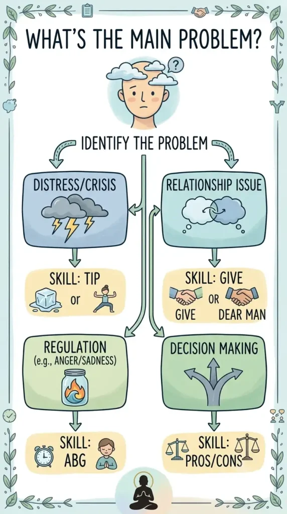What's the main problem DBT skill-chooser flowchart.