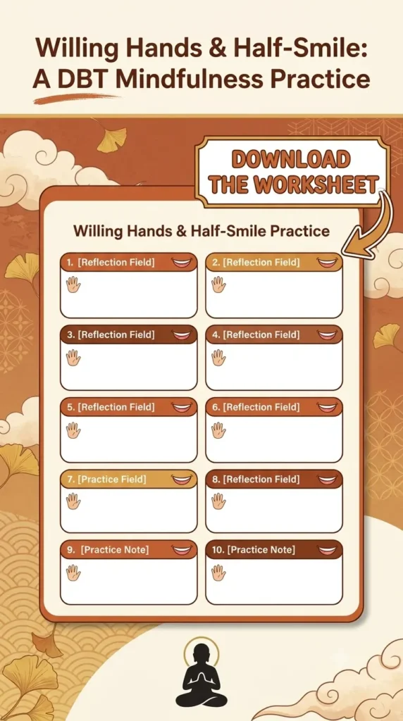 Willing Hands & Half Smile DBT worksheet preview.