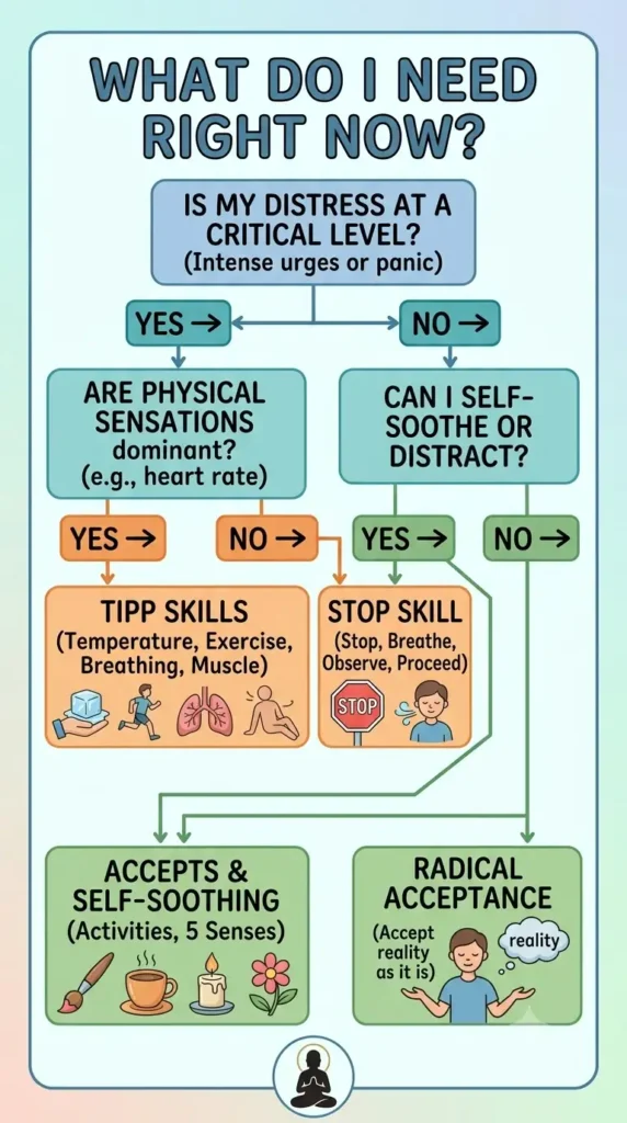 distress tolerance skill selection flowchart.