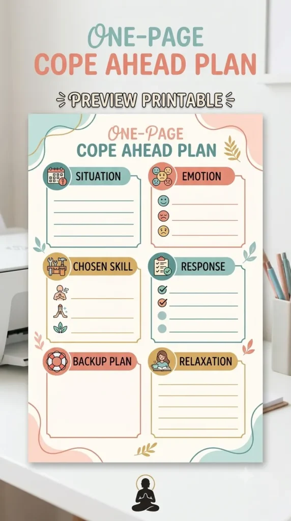 one page cope ahead plan overview. cope ahead dbt